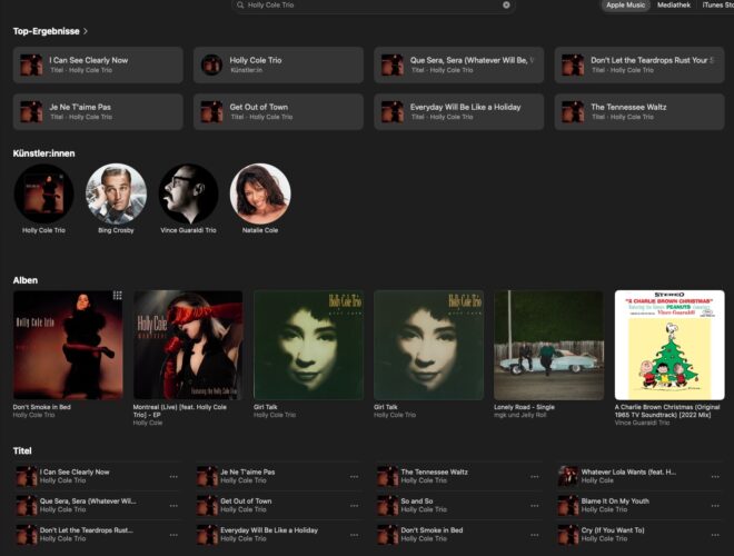 Apple Suche nach Interpret