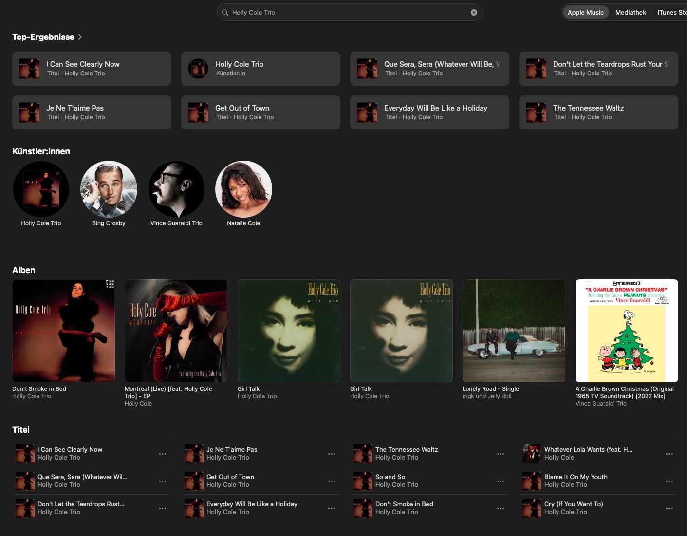 Apple Suche nach Interpret